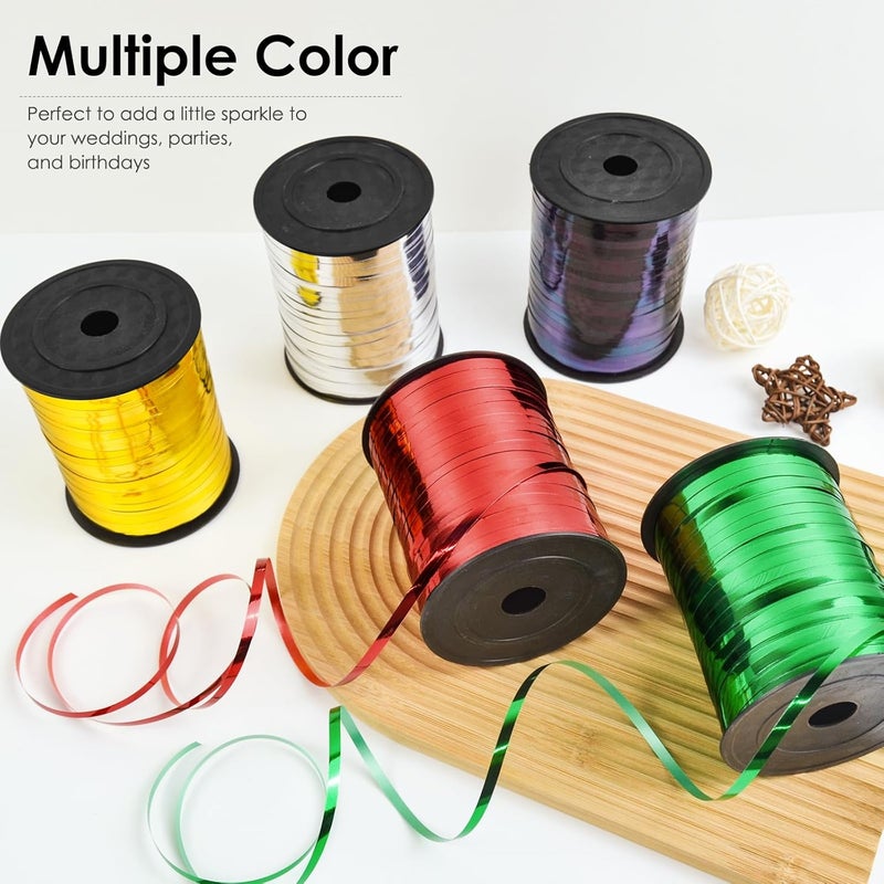 VISPAD Red Curling Ribbon, 500 Yard for Crafts, Shiny Metallic Iridescent Crimped for Gift Wrapping, Balloons String, Florist Flower (1 Roll) - Image 5